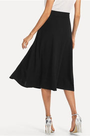 unityfunctionsuite Black Elegant Slant Pocket Side Circle Mid Waist Long Skirt Summer Women Office Lady Workwear