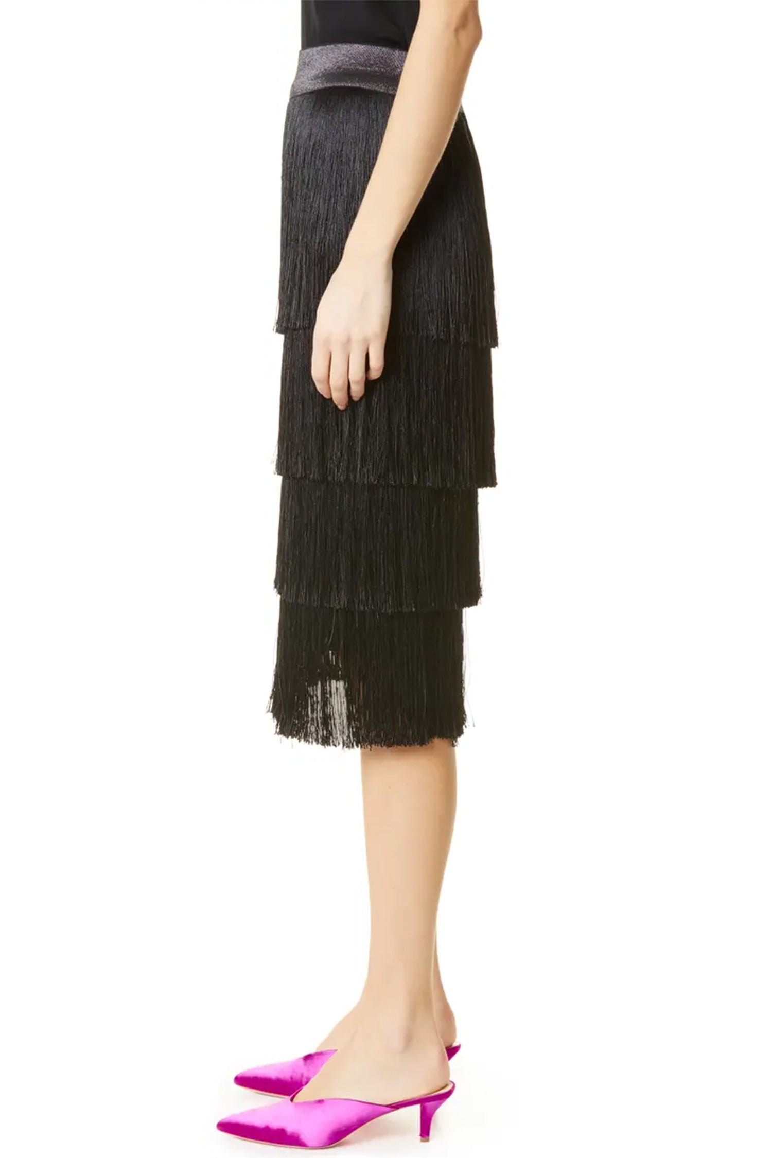 black fringe skirt